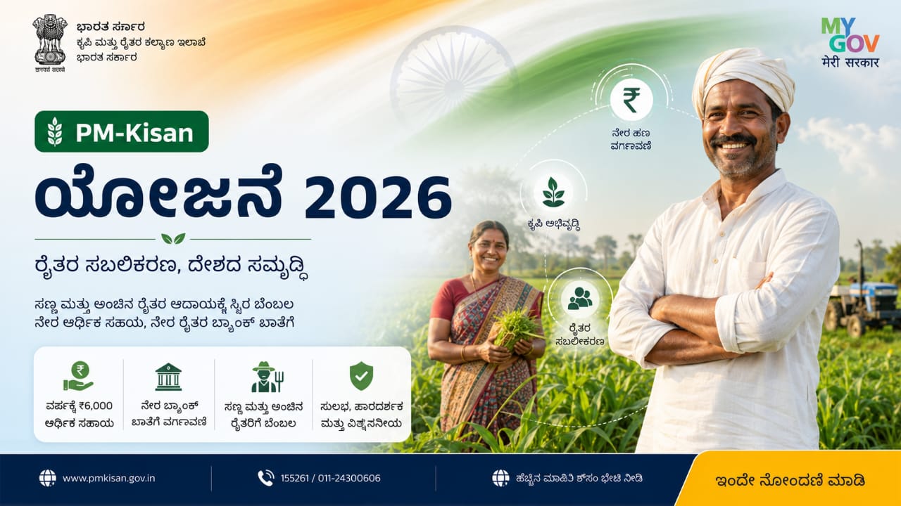 PM-Kisan scheme 2026 karnataka farmers receiving government financial support ₹ 6000 per year